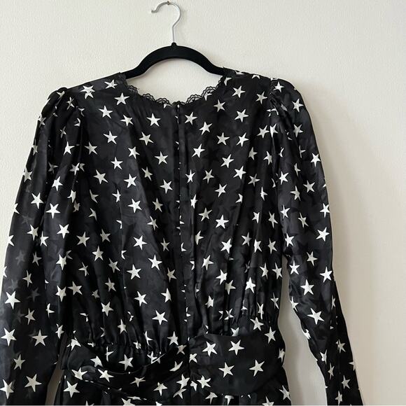 The Kooples Star Boulevard Lace Trim Black Satin Mini Dress - Picture 9 of 10